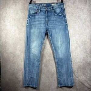 TK Axel Jeans Mens 36x32 Blue Slim Boot Denim Flap Pocket Distressed Casual